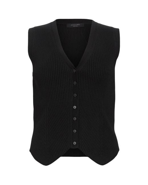 AllSaints Black Knitted Cruz Waistcoat