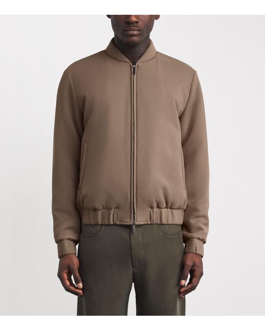 Emporio Armani Brown Crêpe Jersey Bomber Jacket for men