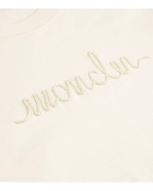 Moncler White Cotton Beaded T-Shirt