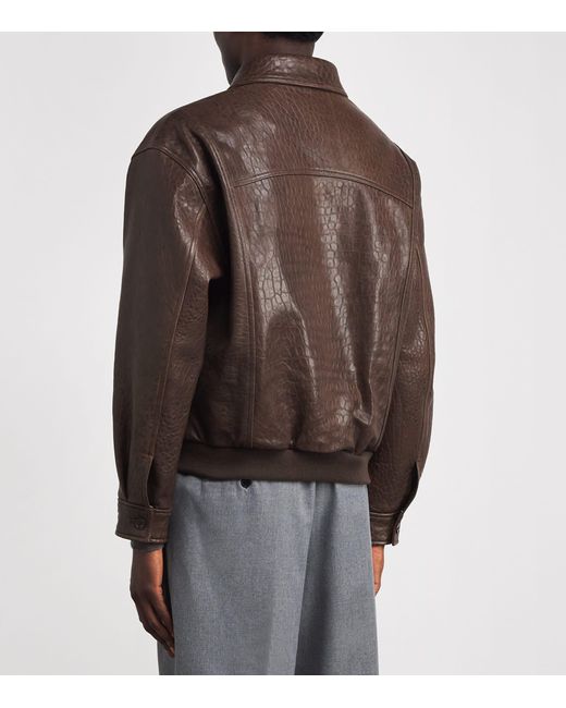 FRAME Brown Leather Bomber Jacket for men