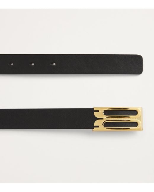 Victoria Beckham Black Leather B-Buckle Belt