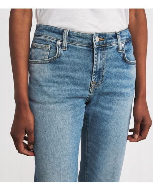 7 For All Mankind Blue Calie High-Rise Straight Jeans