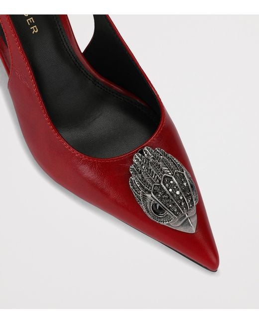 Kurt Geiger Red Leather Belsize Eagle Slingback Heels