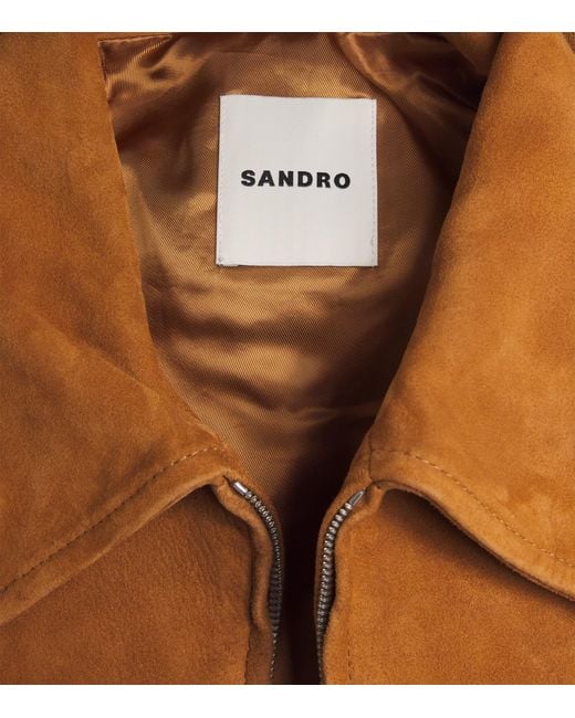 Sandro Brown Suede Bomber Jacket for men