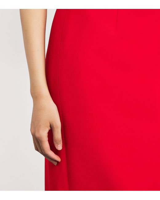 Roland Mouret Red Crepe Boat-Neck Maxi Dress