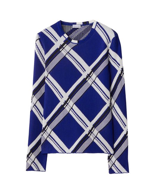 Burberry Blue Silk Check Sweater