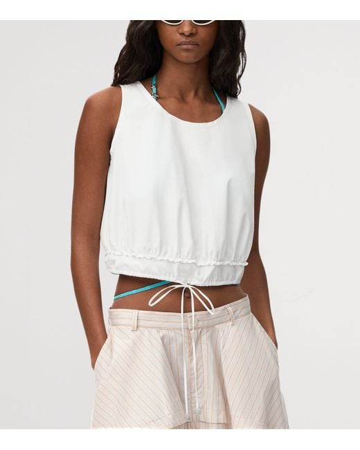 Loewe White X Paula's Ibiza Cotton-Blend Sleeveless Crop Top