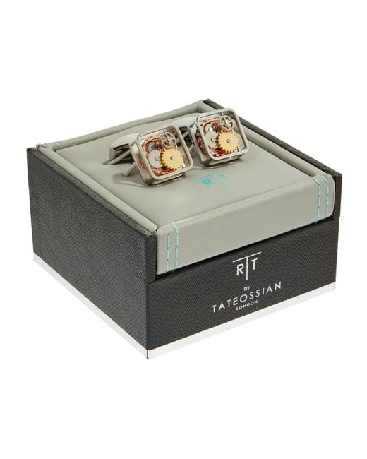 Tateossian White Square Gear Cufflinks for men