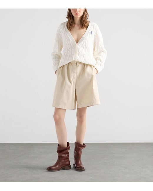 Prada White Cotton Cable-Knit Cardigan