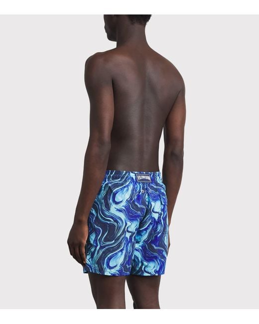 Vilebrequin Blue Marble Print Moorea Swim Shorts for men