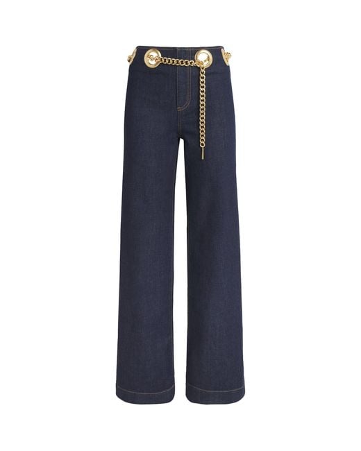 Alice + Olivia Blue Chain-Belt Jasper Jeans