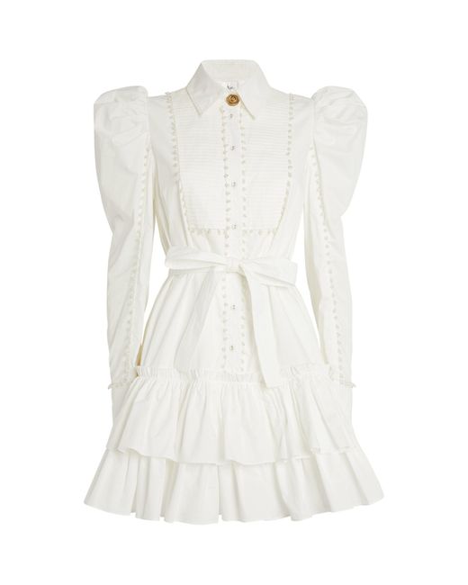Aje. White Pearl-trim Florence Mini Dress