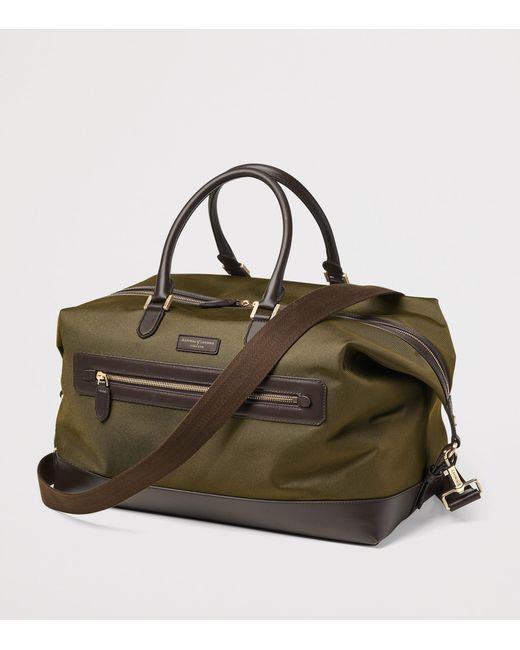 Aspinal Green Nylon Weekend Bag for men