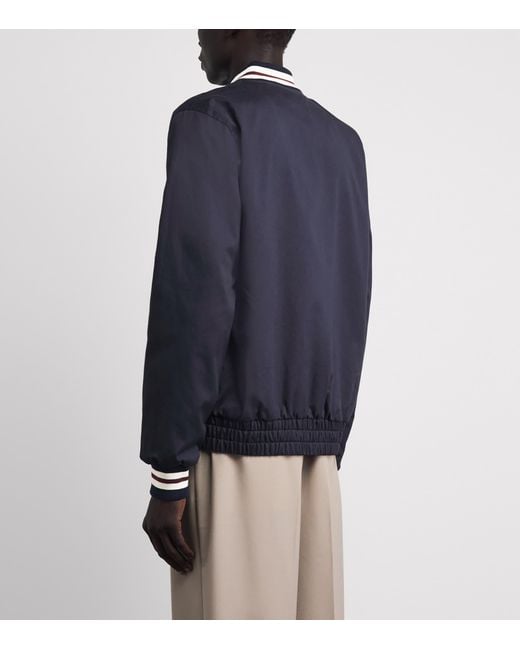 Fred Perry Blue Cotton Tennis Bomber Jacket for men