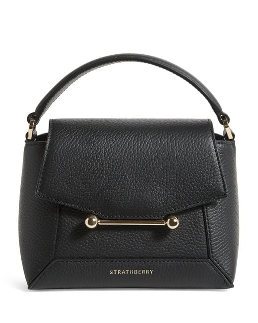 Strathberry Black Nano Leather Mosaic Top-Handle Bag