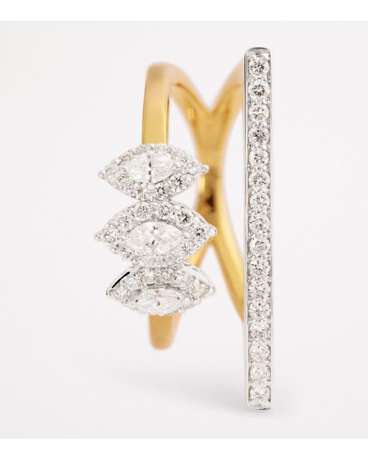 YEPREM Metallic And Diamond Golden Strada Stackable Ring