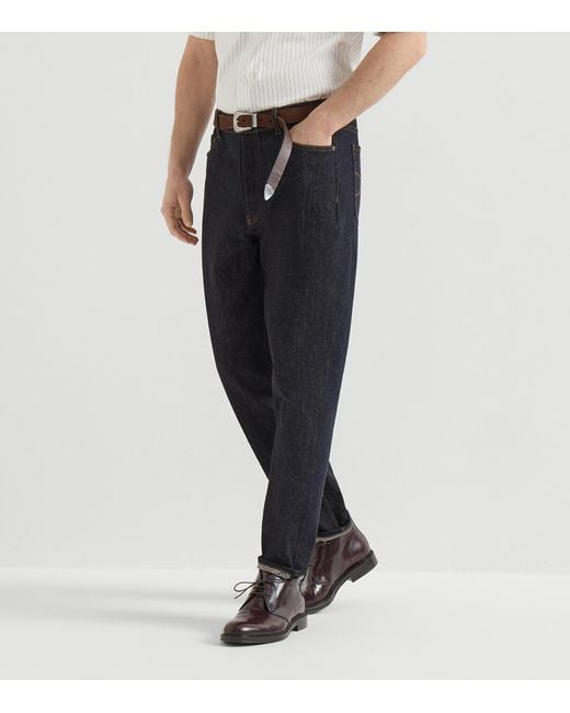 Brunello Cucinelli Blue Japanese Denim Jeans for men