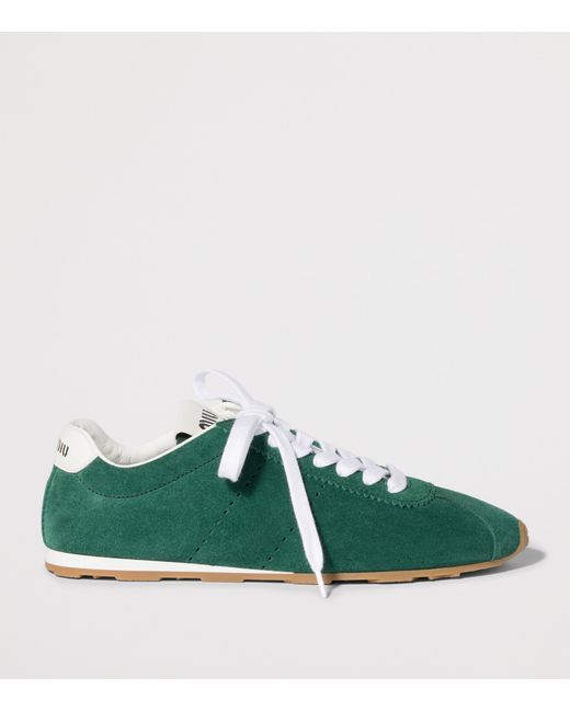 Miu Miu Green Suede Plume Sneakers