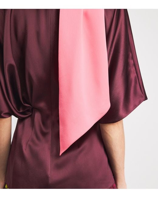 Roksanda Red Tie-Neck Satin Luma Blouse