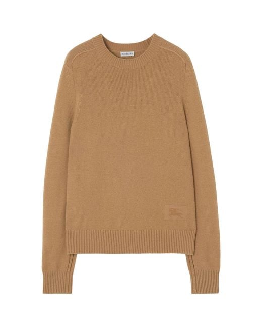 Burberry Natural Cashmere-Blend Embroidered-Ekd Sweater