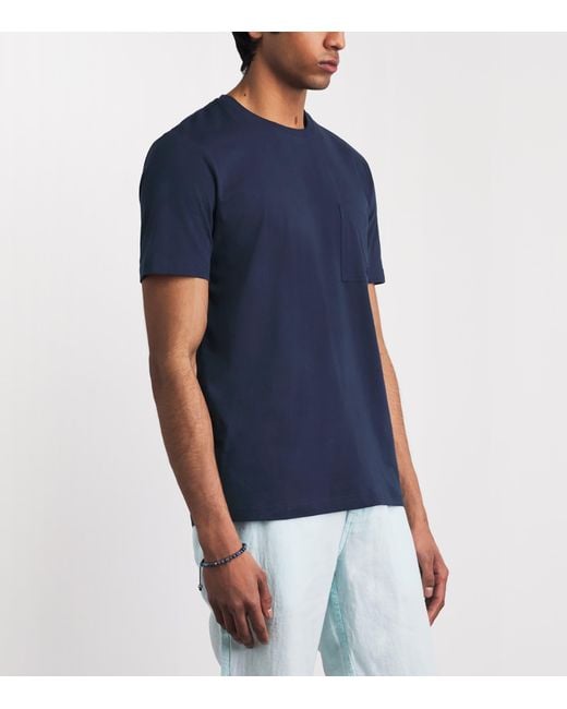 Vilebrequin Blue Organic Cotton Jersey Titan T-Shirt for men