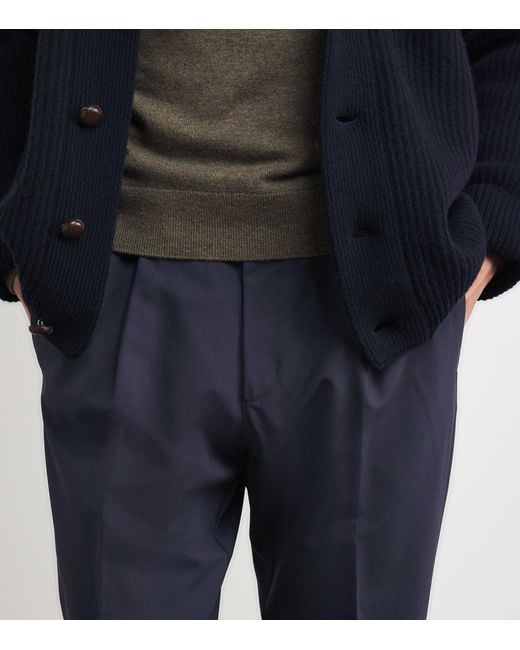 Herno Blue Stretch Virgin Wool Trousers for men