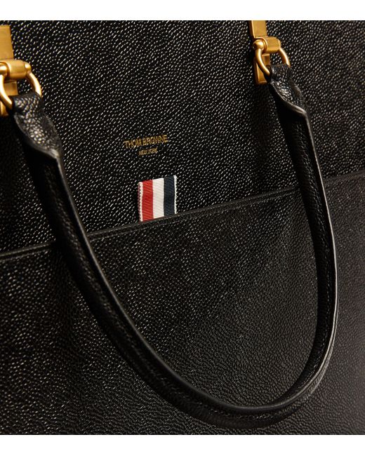 Thom Browne Black Large Leather Duet Tote Bag for men