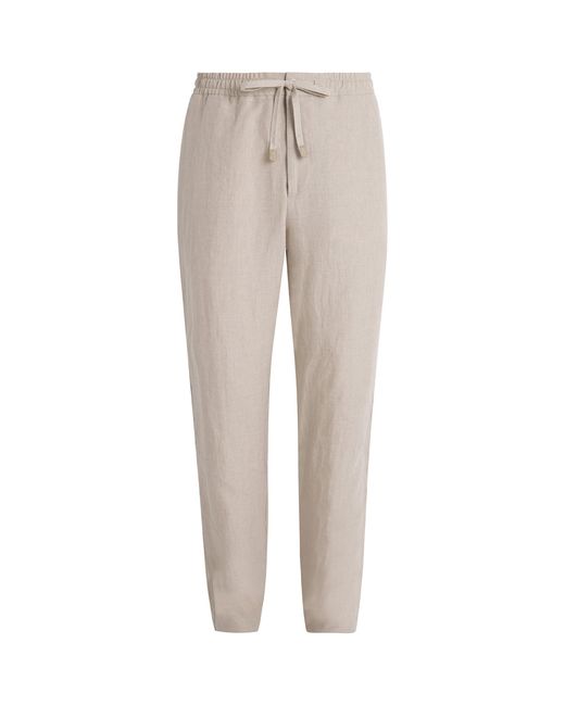 Canali Natural Linen Drawstring Trousers for men