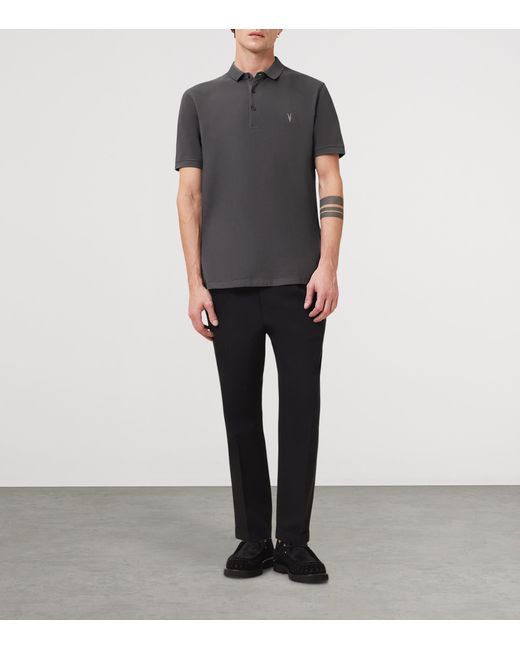 AllSaints Black Organic Cotton Reform Polo Shirt for men