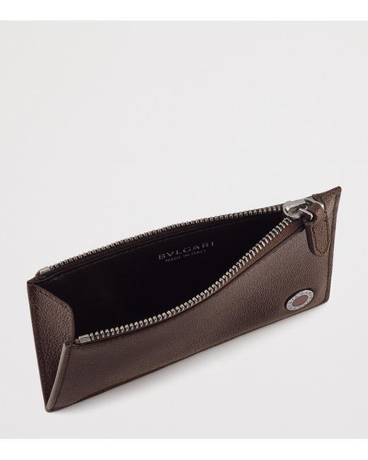 BVLGARI Brown Leather Card Holder