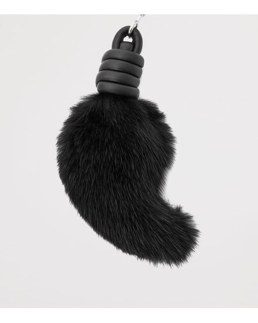 Loewe Black Leather-Fur Lion Tail Key Charm