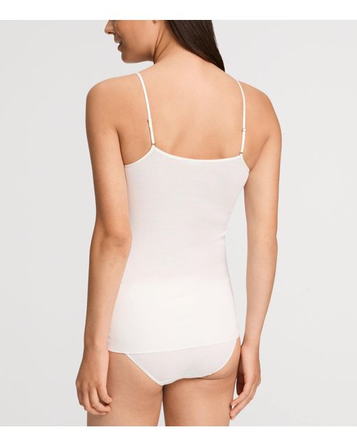 Hanro White Cotton Rosaria Tank Top