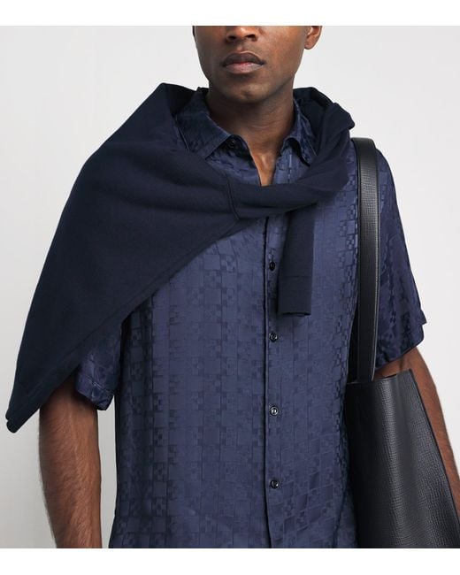 Sandro Blue Jacquard Cross Short-Sleeve Shirt for men