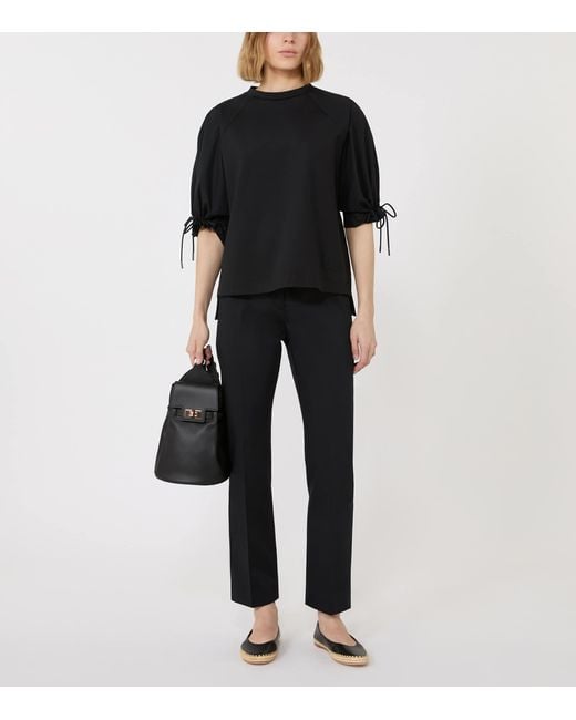 Max Mara Black Cotton-Blend Straight Trousers