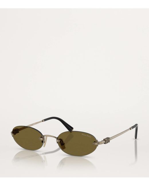 Miu Miu Green Metal Oval Mua54S Sunglasses