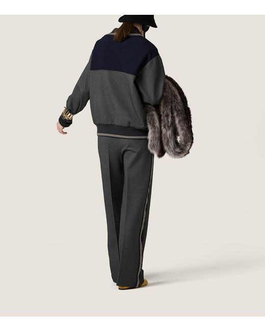 Miu Miu Blue Asymmetric-Zip Polo Sweatshirt