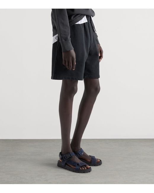 Prada Blue Suede And Woven Tape Sandals for men