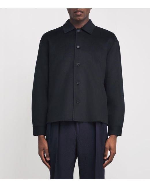 FRAME Blue Wool Twin-Pocket Overshirt for men