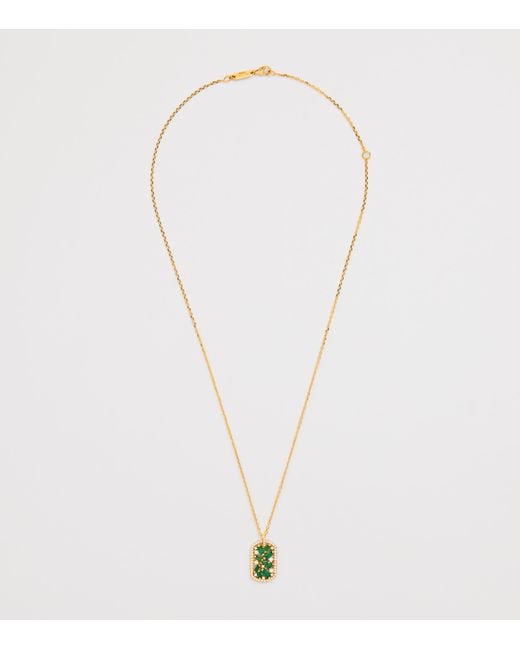 Suzanne Kalan Metallic Diamond And Emerald Medium Dog Tag Necklace