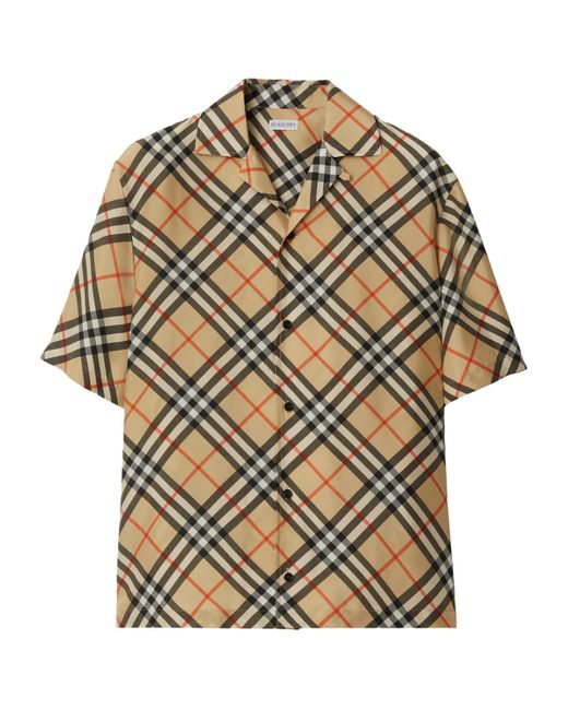 Burberry Gray Oversized Silk Check Shirt for men