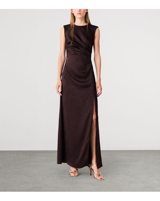 Maje Purple Ruched Sleeveless Midi Dress