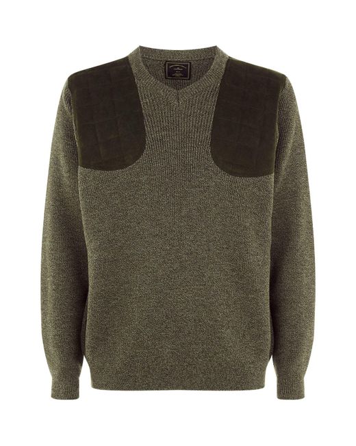 James Purdey & Sons Green Shooting Sweater With Quilted Patches for men