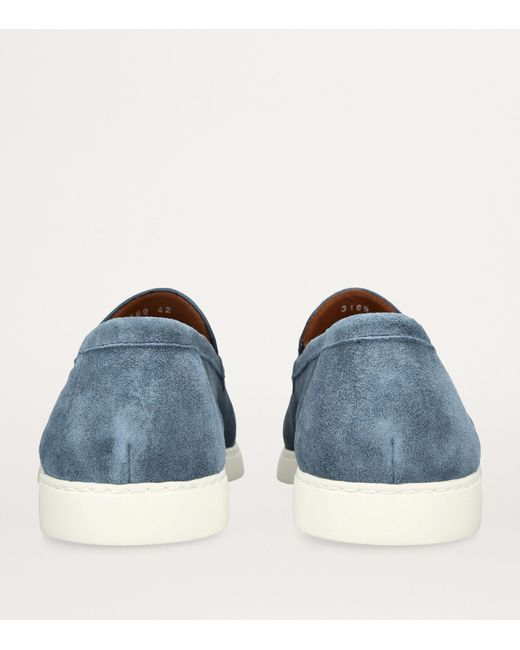 Doucal's Blue Suede Edwin Loafers for men
