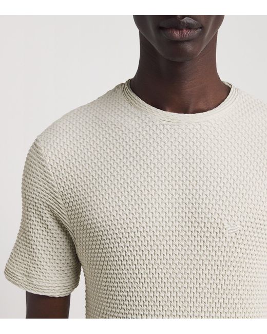 Emporio Armani White Textured T-Shirt for men