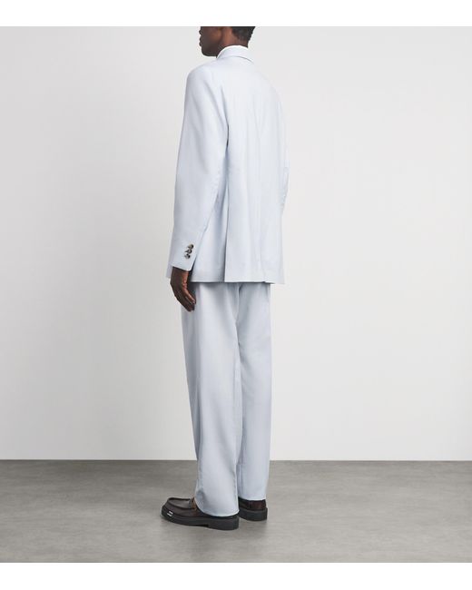 Paul Smith White Wool-Mohair Double-Breasted Blazer for men