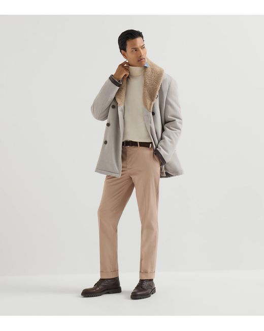 Brunello Cucinelli Natural Pima Cotton Comfort Gabardine Trousers for men