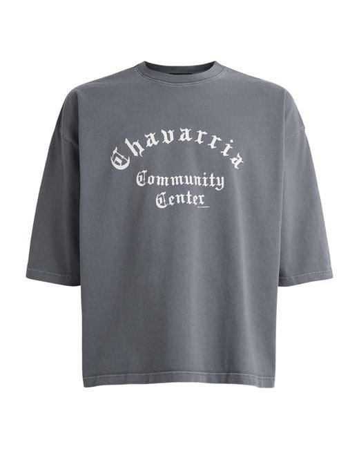 Willy Chavarria Gray Cotton Community Centre T-Shirt for men