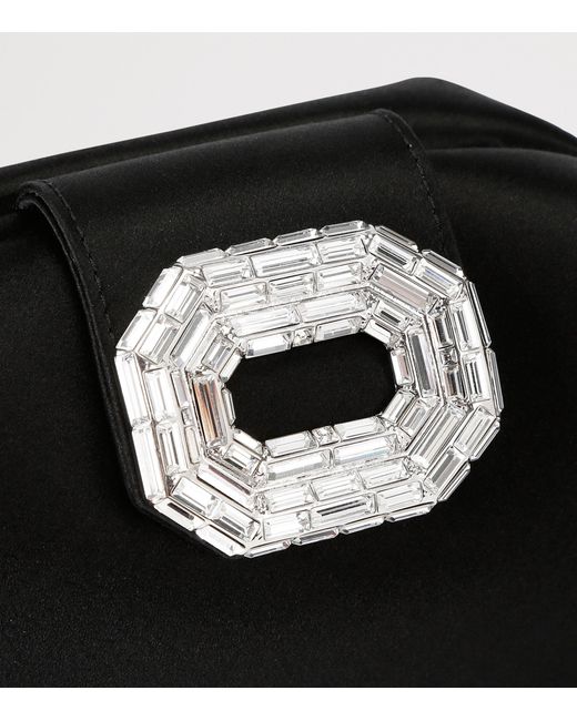 AMINA MUADDI Black Satin Camelia Clutch Bag
