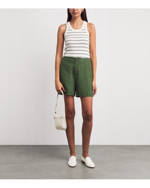 Vince White Rib-Knit Stripe Tank Top