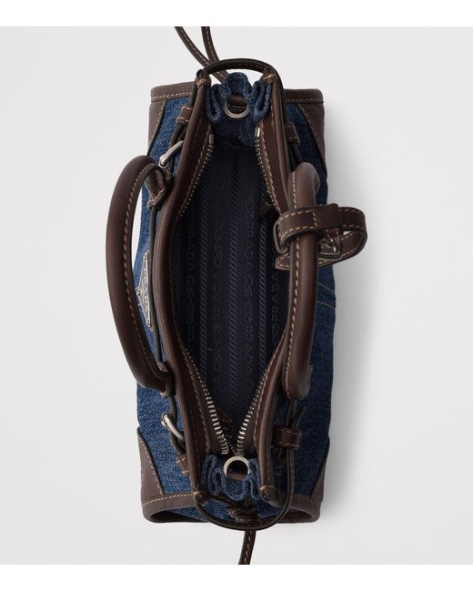 Prada Blue Small Denim Bonnie Shoulder Bag